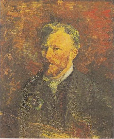 Vincent Van Gogh Self portrait with Pipe and Glass France oil painting art